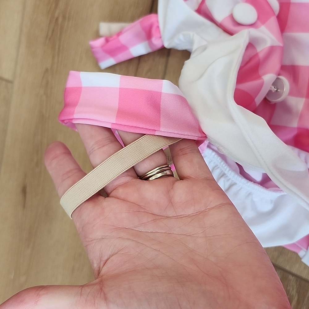 Pink and White Checkered Romper, Costume - Picture 3 of 8